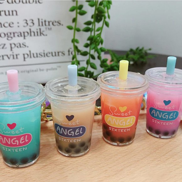 Sweet Sixteen Bubble Boba Drink Keychain - Picture 1 of 7